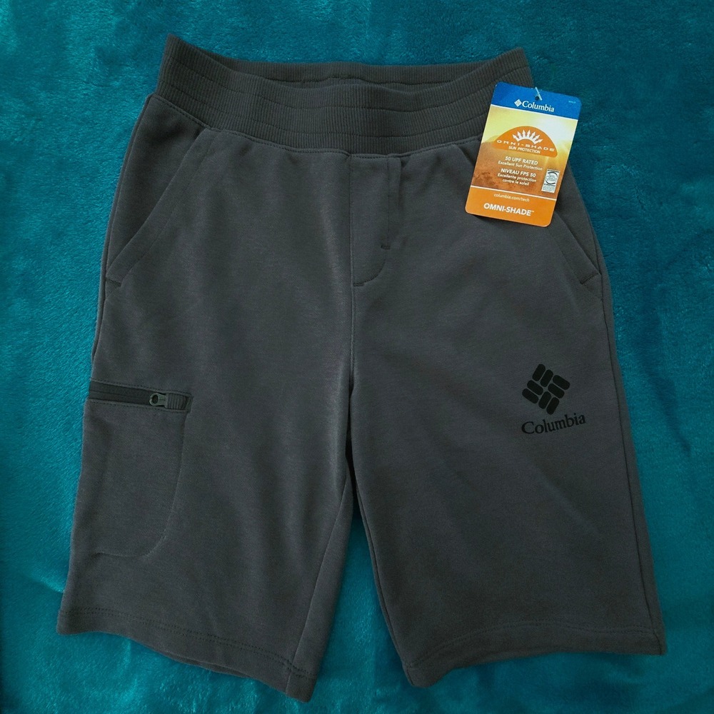 NWT Columbia Branded French Terry Shorts Dark Gray Boys Size S